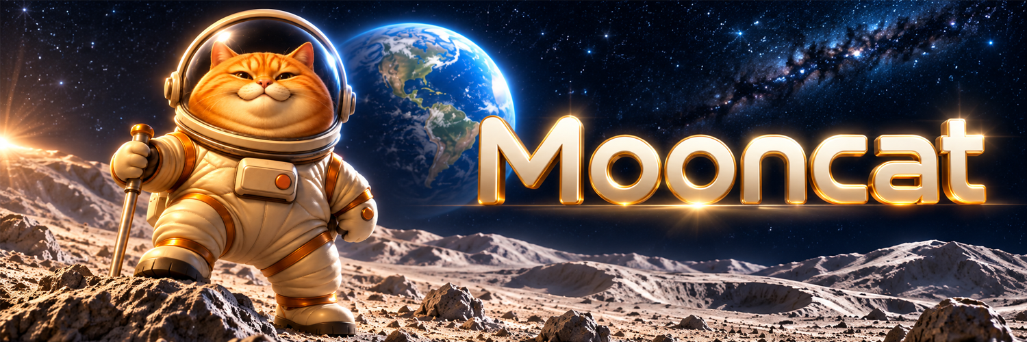 Mooncat on the lunar surface with Earth and the Mooncat name